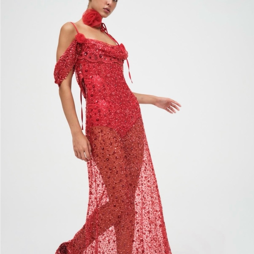For Love And Lemons Red Amara Maxi Dress